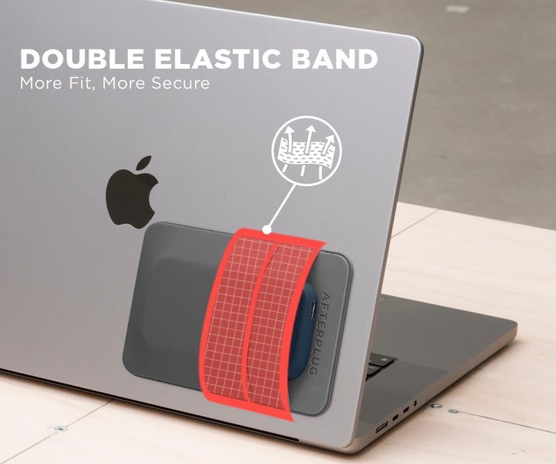 Afterplug 2-Pocket Adhesive Pouch for Laptop, Compatible with External Portable SSD, Magic Mouse, USB Cable and More - Gray - Image 5